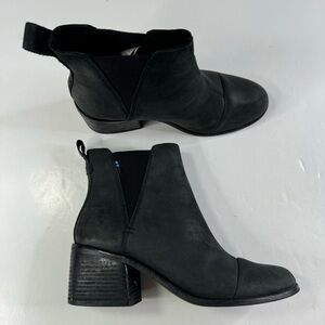 Toms Black Nubuck Leather‎ Ankle Booties Size 7